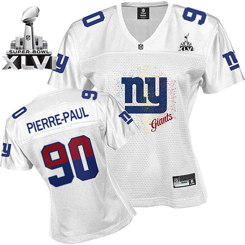 Giants #90 Jason Pierre-Paul White 2011 Women's Fem Fan Super Bowl XLVI NFL Jersey - Click Image to Close
